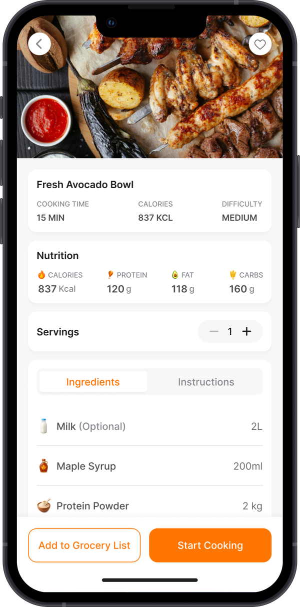 The ingredients tab of a recipe with an “Add to grocery list” button